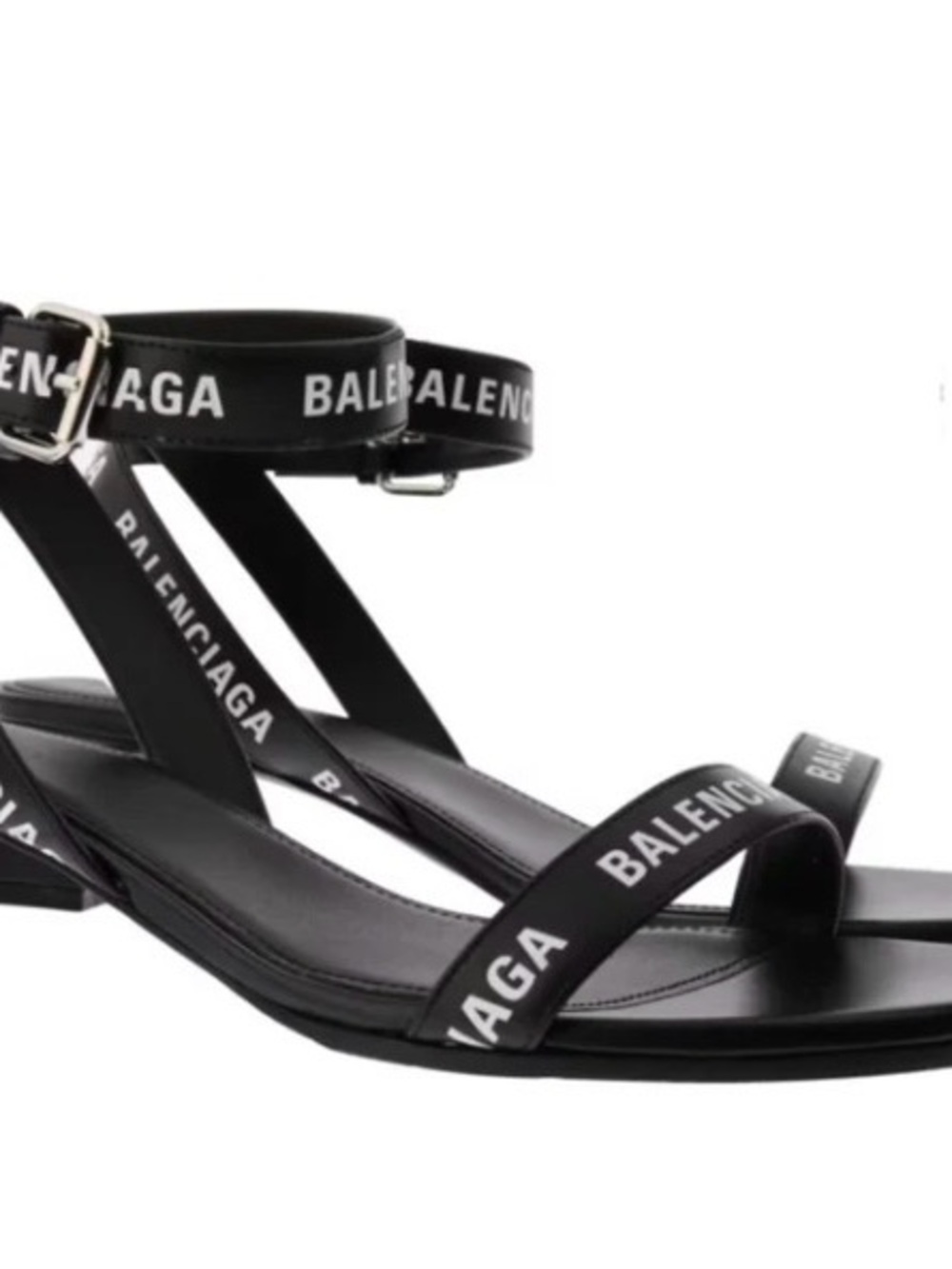Balenciaga Black Logo Strap high Heel Sandals - Picture 5 of 5